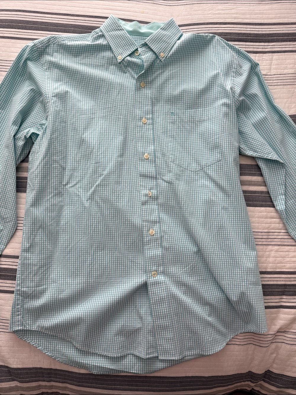 Izod Men's Mint Green Small Plaid Button-Down Shirt